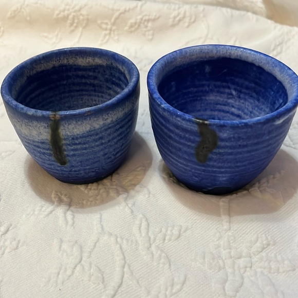 McCarty pottery cobalt blue cups/bowls set of 2 no marks or chips - Picture 1 of 3